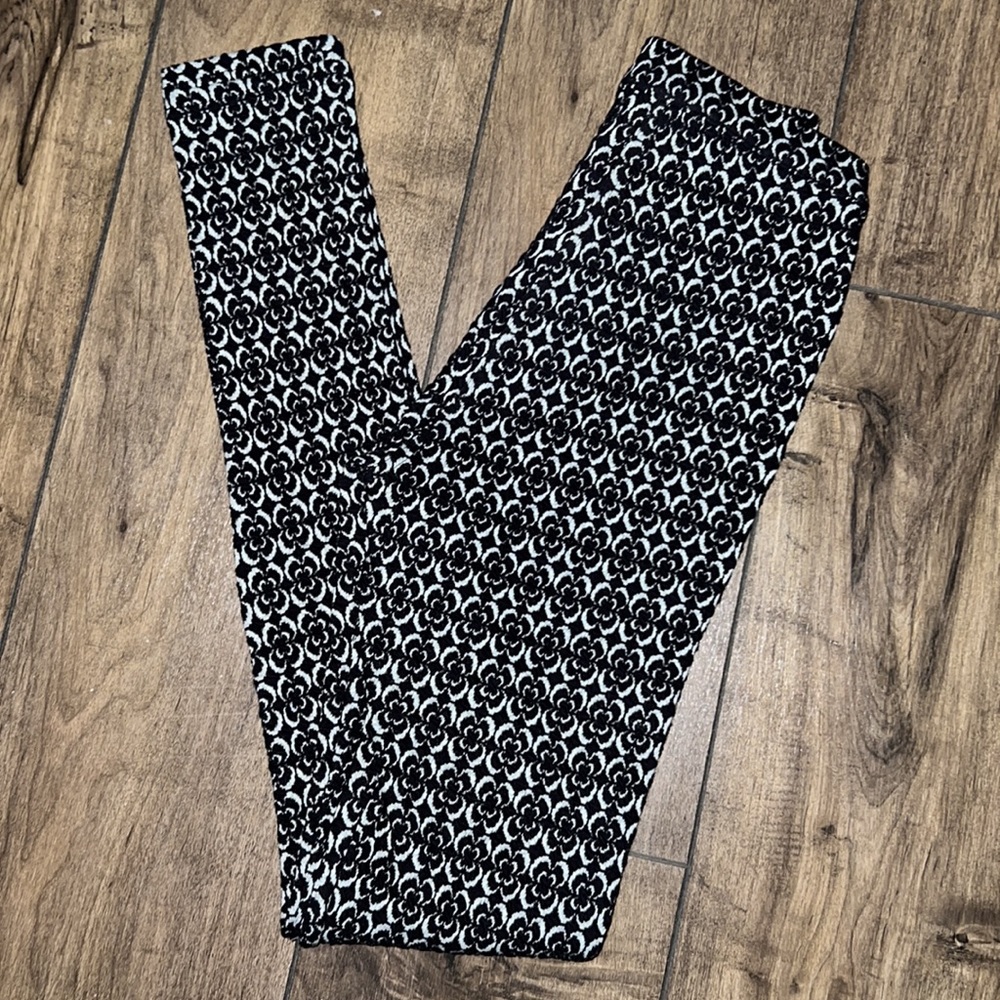 Topshop 0 Leggings Pants High Waisted Floral Black